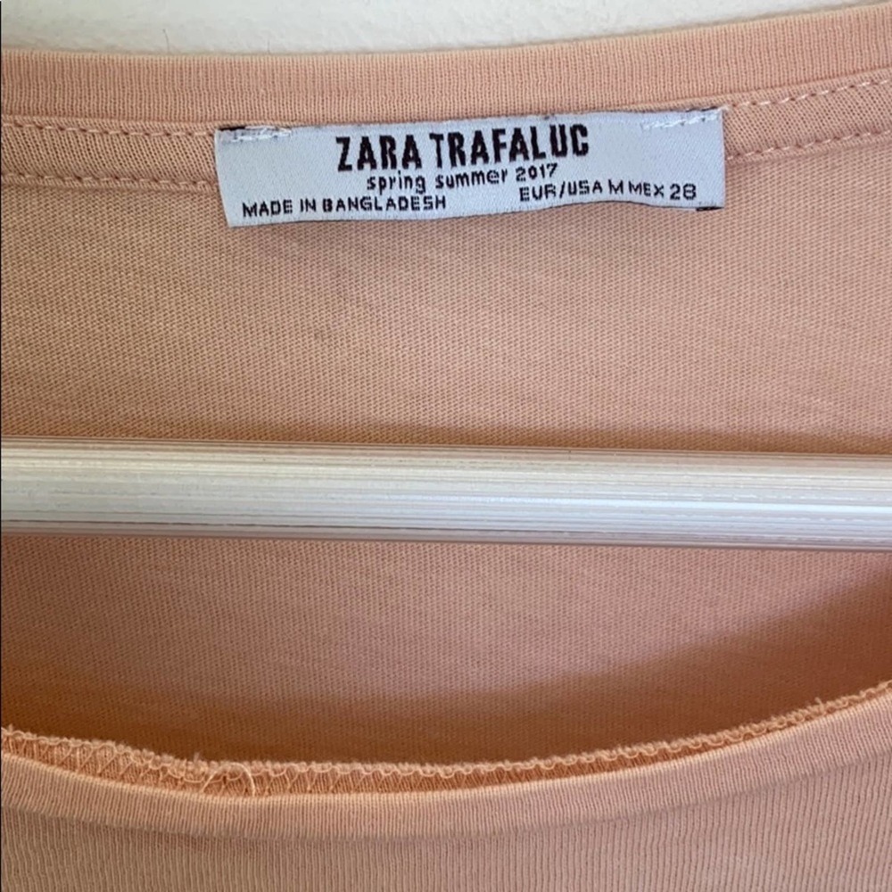 Zara Trafaluc blush Pink Ruffle Sleeve Shirt MED - Picture 6 of 10